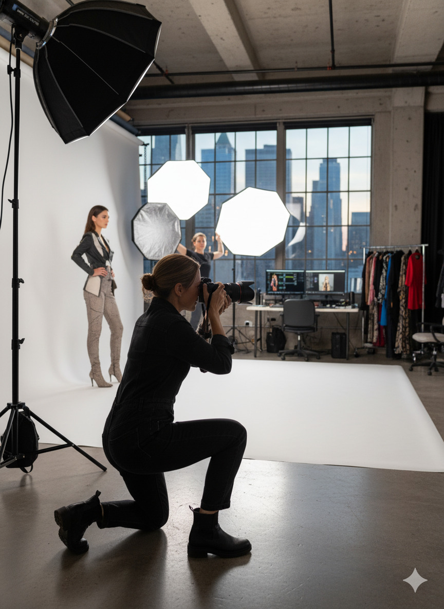 Professional photographer at work in New York studio