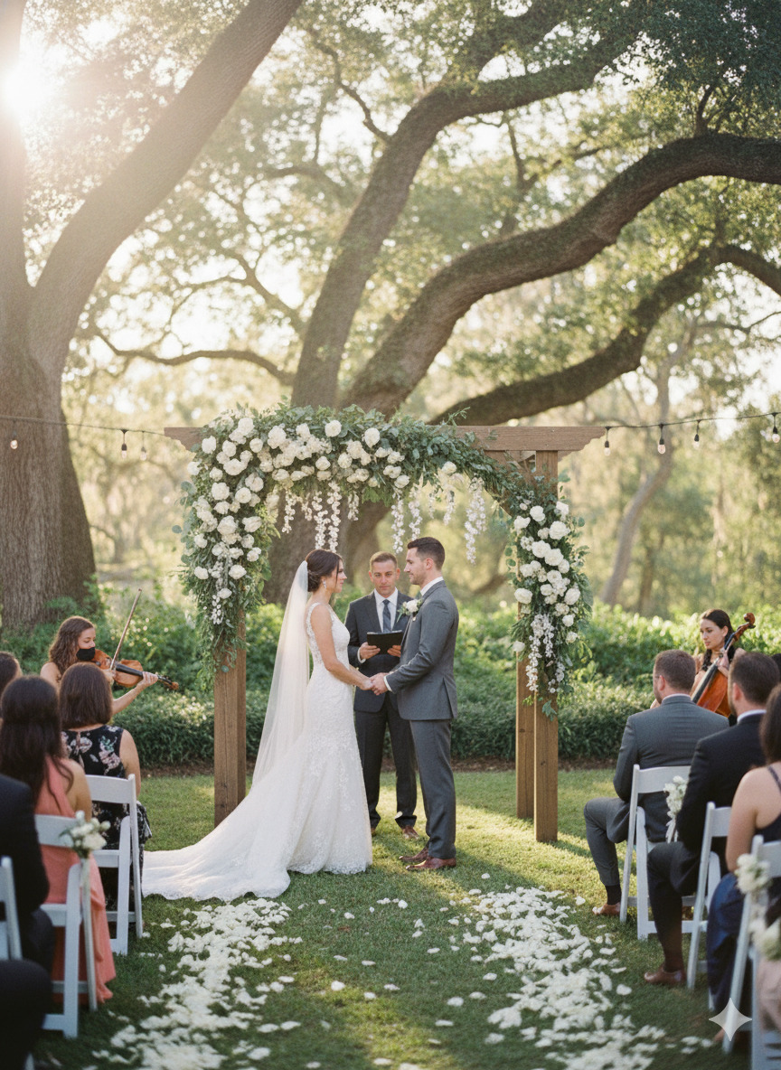 Elegant wedding ceremony captured with artistic composition